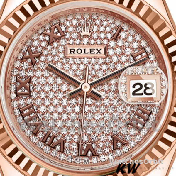 Rolex Datejust 279175 Diamond Pave Dial Rose Gold 28mm Lady Replica Watch