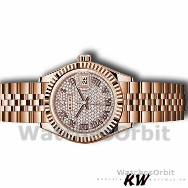 Rolex Datejust 279175 Diamond Pave Dial Rose Gold 28mm Lady Replica Watch