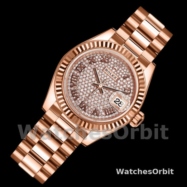 Rolex Datejust 279175 Diamond Paved Dial Fluted Bezel 28mm Lady Replica Watch
