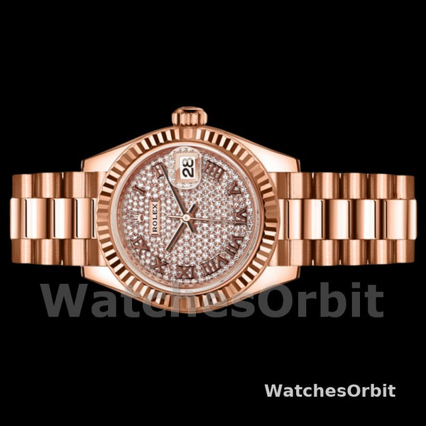 Rolex Datejust 279175 Diamond Paved Dial Fluted Bezel 28mm Lady Replica Watch