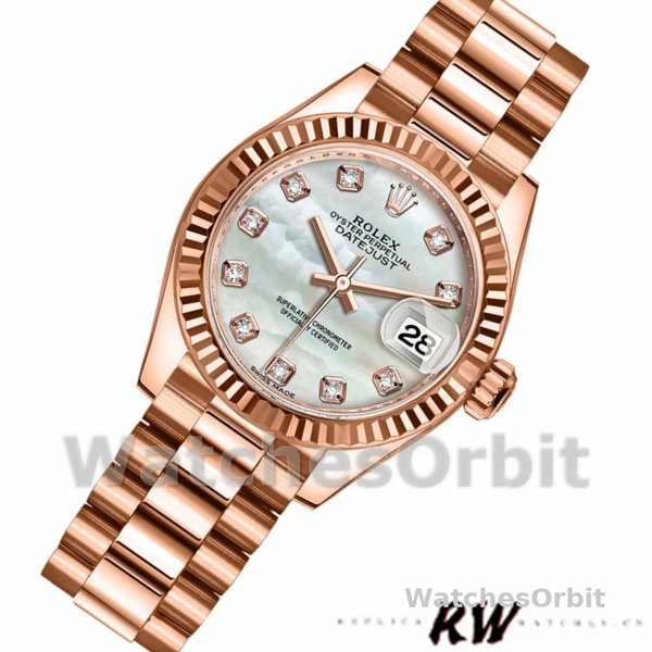Rolex Datejust 279175 Mother Of Pearl Diamonds Dial Fluted Bezel 28mm Lady Replica Watch