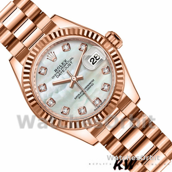Rolex Datejust 279175 Mother Of Pearl Diamonds Dial Fluted Bezel 28mm Lady Replica Watch