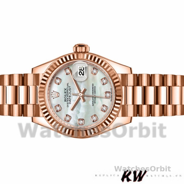 Rolex Datejust 279175 Mother Of Pearl Diamonds Dial Fluted Bezel 28mm Lady Replica Watch