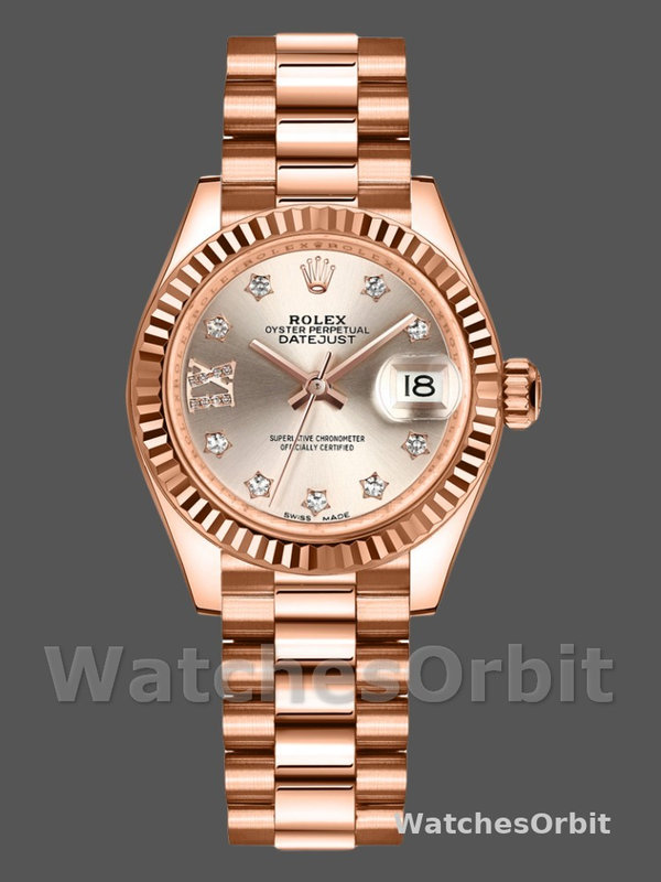 Rolex Datejust 279175 Sundust Diamonds Dial Fluted Bezel 28mm Lady Replica Watch