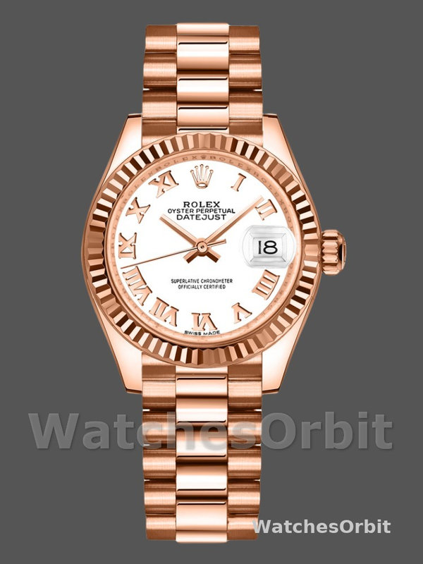 Rolex Datejust 279175 White Roman Numeral Dial Fluted Bezel 28mm Lady Replica Watch