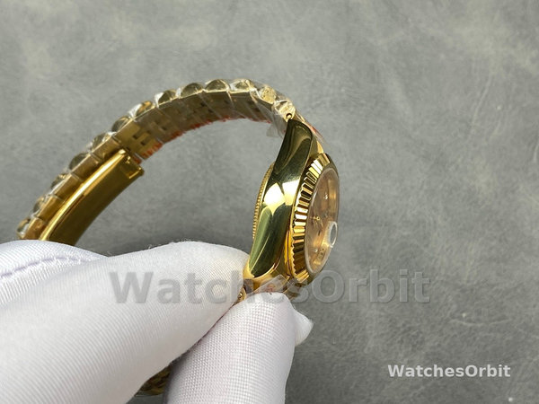 Rolex Datejust 279178 Champagne Diamond Dial Fluted Bezel 28mm Lady Replica Watch