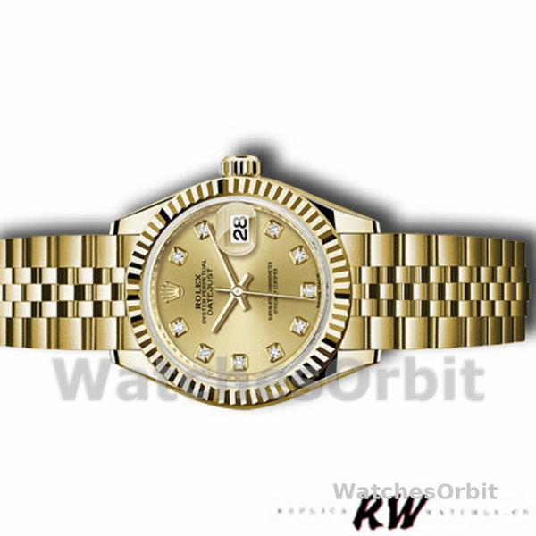 Rolex Datejust 279178 Champagne Diamond Dial Yellow Gold 28mm Lady Replica Watch