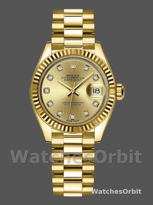 Rolex Datejust 279178 Champagne Fluted Bezel 28mm Lady Replica Watch