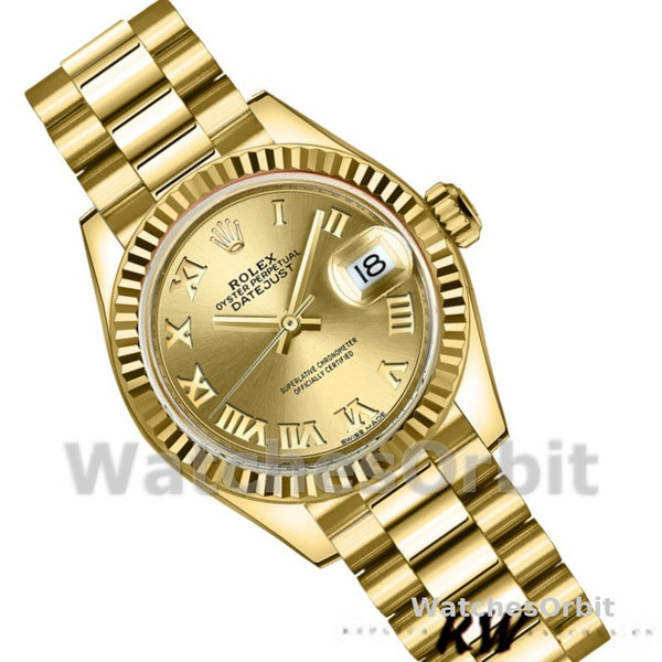 Rolex Datejust 279178 Champagne Roman Dial Fluted Bezel 28mm Lady Replica Watch