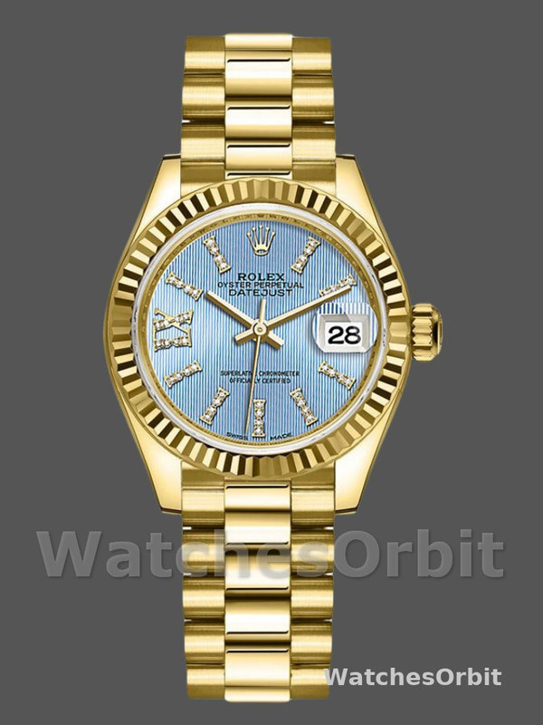 Rolex Datejust 279178 Cornflower Blue Dial Fluted Bezel 28mm Lady Replica Watch