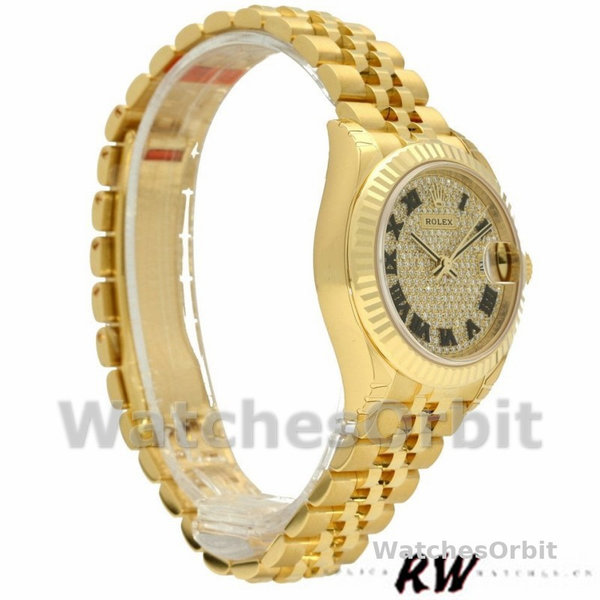 Rolex Datejust 279178 Diamond Pave Dial Yellow Gold 28mm Lady Replica Watch