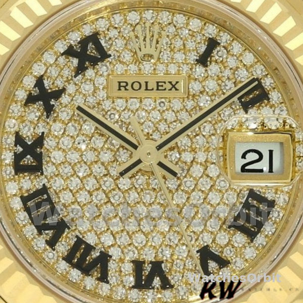 Rolex Datejust 279178 Diamond Pave Dial Yellow Gold 28mm Lady Replica Watch