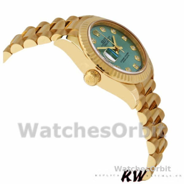 Rolex Datejust 279178 Mint Green Diamond Dial Fluted Bezel 28mm Lady Replica Watch