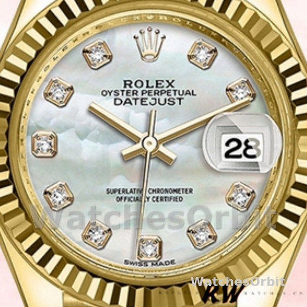 Rolex Datejust 279178 MOP Diamond Dial Yellow Gold 28mm Lady Replica Watch