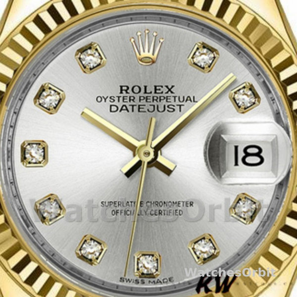 Rolex Datejust 279178 Silver Diamond Mark Fluted Bezel 28mm Lady Replica Watch
