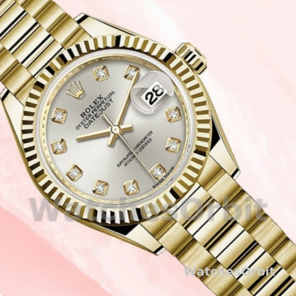 Rolex Datejust 279178 Silver Diamond Mark Fluted Bezel 28mm Lady Replica Watch