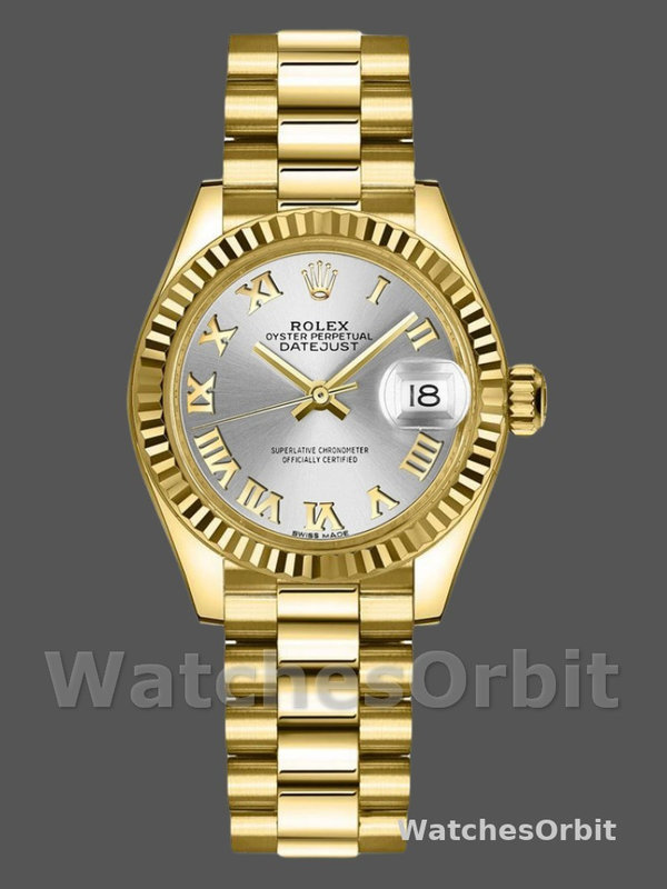 Rolex Datejust 279178 Silver Roman Dial Fluted Bezel 28mm Lady Replica Watch