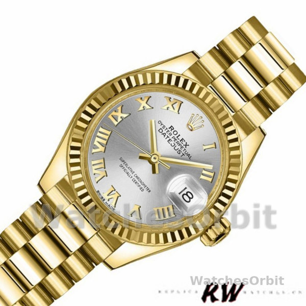 Rolex Datejust 279178 Silver Roman Dial Fluted Bezel 28mm Lady Replica Watch