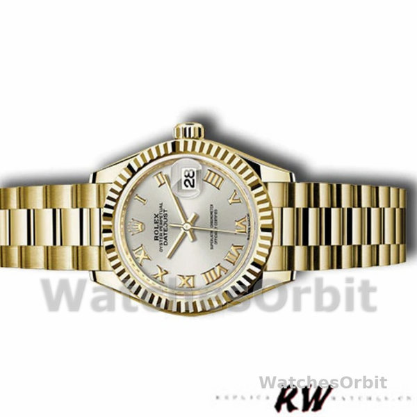 Rolex Datejust 279178 Silver Roman Dial Fluted Bezel 28mm Lady Replica Watch
