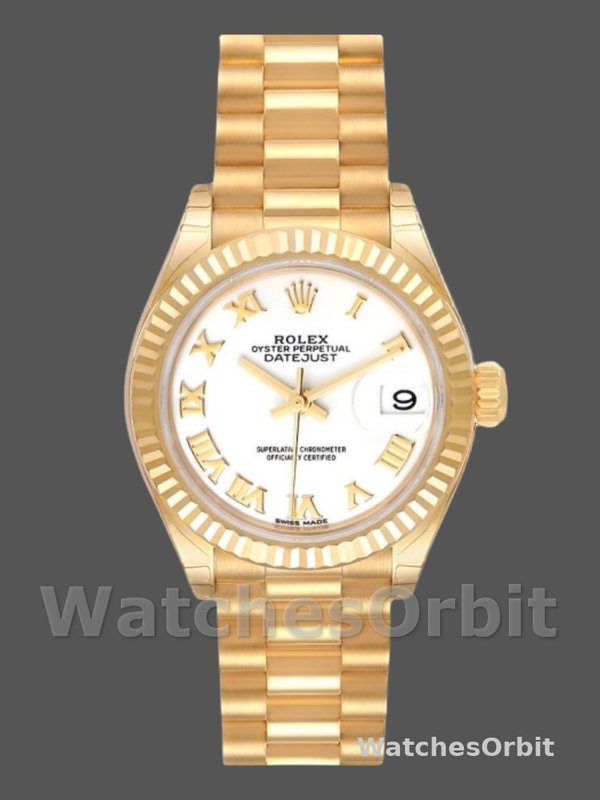 Rolex Datejust 279178 White Roman Dial Fluted Bezel 28mm Lady Replica Watch