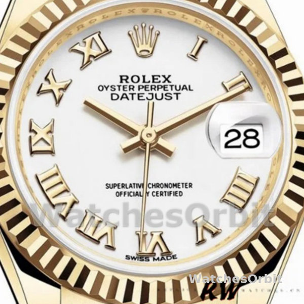 Rolex Datejust 279178 White Roman Dial Fluted Bezel 28mm Lady Replica Watch