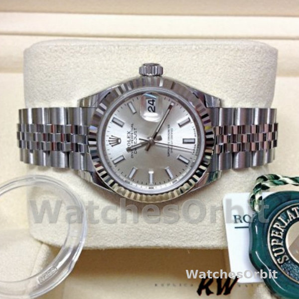 Rolex Datejust 28 Automatic Silver Dial White Gold and Steel M279174 0005 Women's Watch