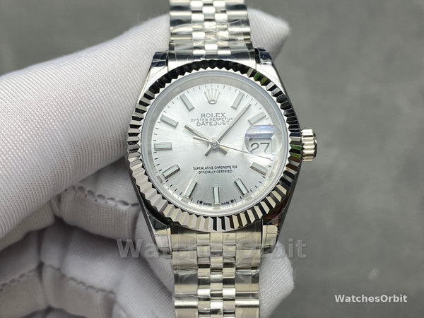 Rolex Datejust 28 Automatic Silver Dial White Gold and Steel M279174 0005 Women's Watch