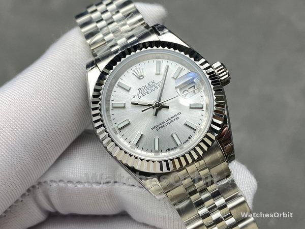 Rolex Datejust 28 Automatic Silver Dial White Gold and Steel M279174 0005 Women's Watch