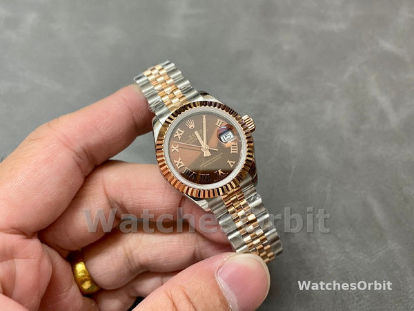 Rolex Datejust 28 Chocolate Index Steel & Rose Gold m279171 0009 Women's Watch