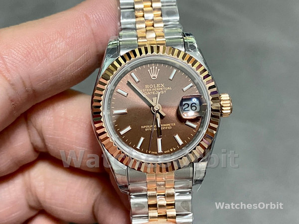 Rolex Datejust 28 Chocolate Index Steel & Rose Gold m279171 0017