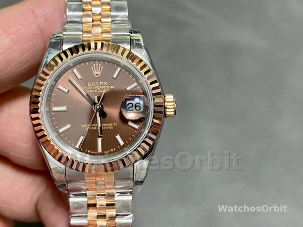Rolex Datejust 28 Chocolate Index Steel & Rose Gold m279171 0017