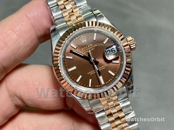 Rolex Datejust 28 Chocolate Index Steel & Rose Gold m279171 0017