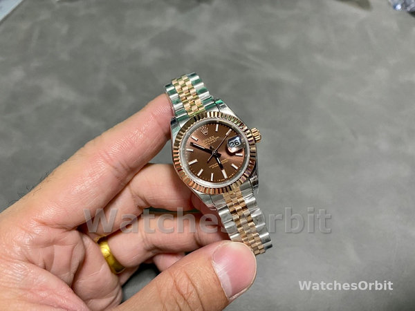 Rolex Datejust 28 Chocolate Index Steel & Rose Gold m279171 0017