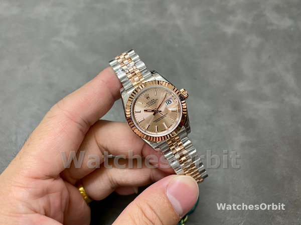 Rolex Datejust 28 Stainless Steel and Everose Gold 279171 0023 Rose Index Jubilee Lady Watch