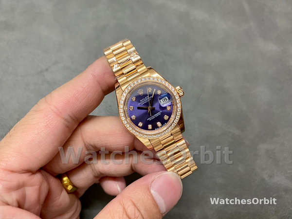 Rolex Datejust 28mm Everose Gold m279135rbr 0020 Aubergine Diamond President Women's Watch