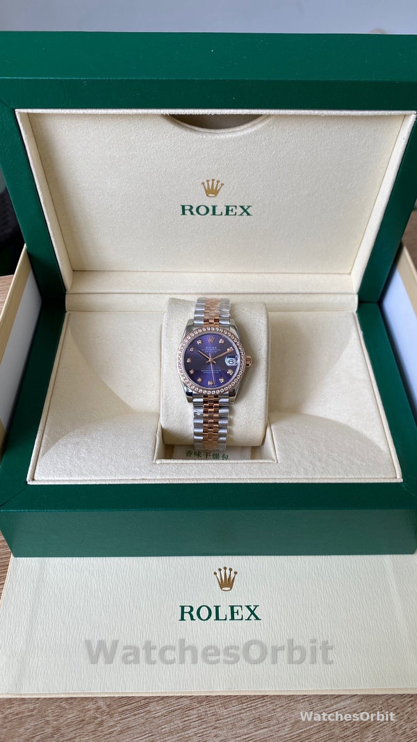Rolex Datejust 28mm Everose Gold m279381rbr 0015 Aubergine Diamond Lady Watch
