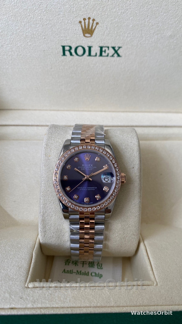 Rolex Datejust 28mm Everose Gold m279381rbr 0015 Aubergine Diamond Lady Watch
