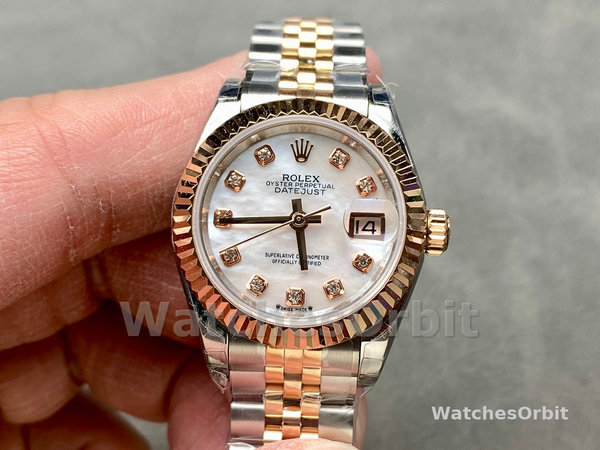 Rolex Datejust 28mm Stainless Steel and Everose Gold 279171 0013 Mop Diamond Jubilee