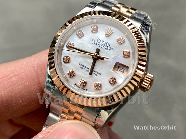 Rolex Datejust 28mm Stainless Steel and Everose Gold 279171 0013 Mop Diamond Jubilee
