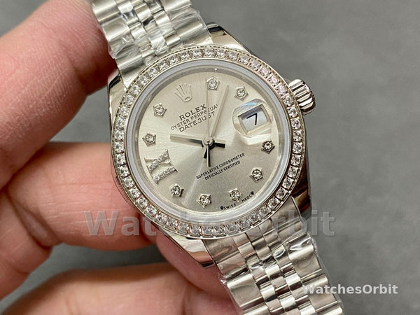 Rolex Datejust 28mm White Gold Silver Diamond President 279139rbr 0003 Women's Watch