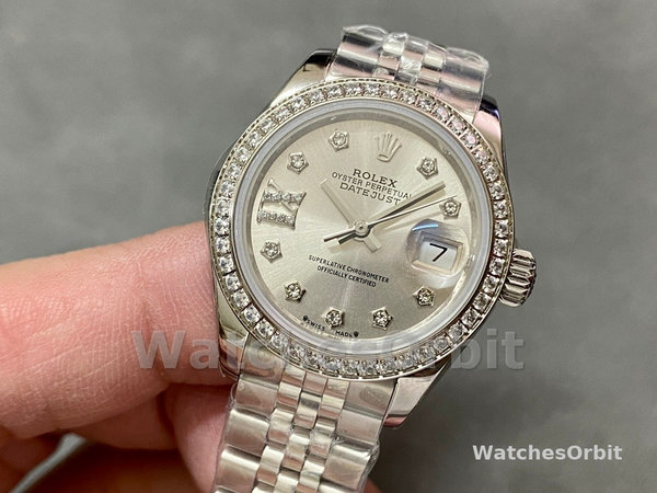 Rolex Datejust 28mm White Gold Silver Diamond President 279139rbr 0003 Women's Watch