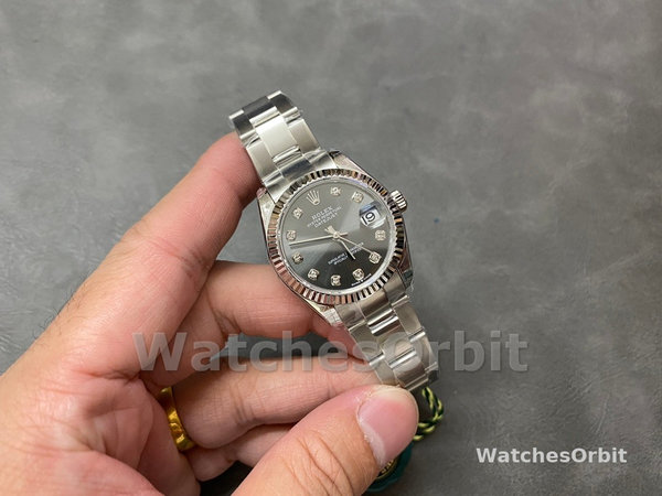 Rolex Datejust 31 Grey Diamond Dial Fluted Bezel 278274 Women's Watch