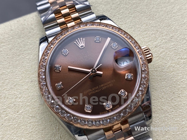 Rolex Datejust 31 m278381RBR 0028 Rose Gold Chocolate Diamond Dial Diamond Bezel Lady Watch