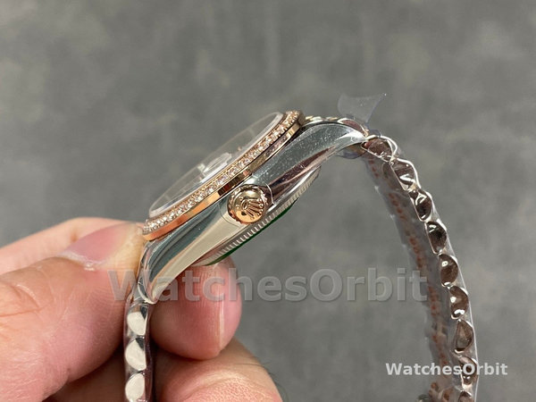Rolex Datejust 31 Rose Gold Silver Floral Motif Diamond Dial Diamond Bezel m278381rbr 0032