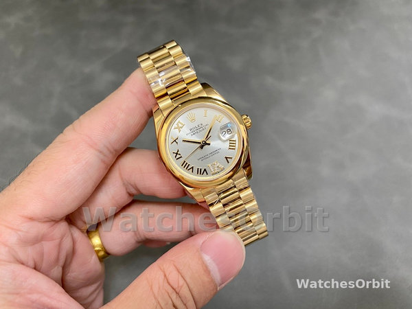 Rolex Datejust 31 Silver VI Daimond Dial 18k Yellow Gold Watch 178248