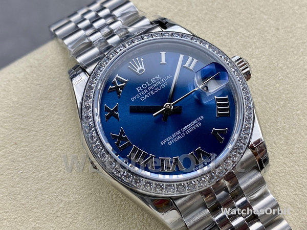 Rolex Datejust 31 Stainless Steel and White Gold Blue Roman Dial m278384rbr 0037 Women's Watch