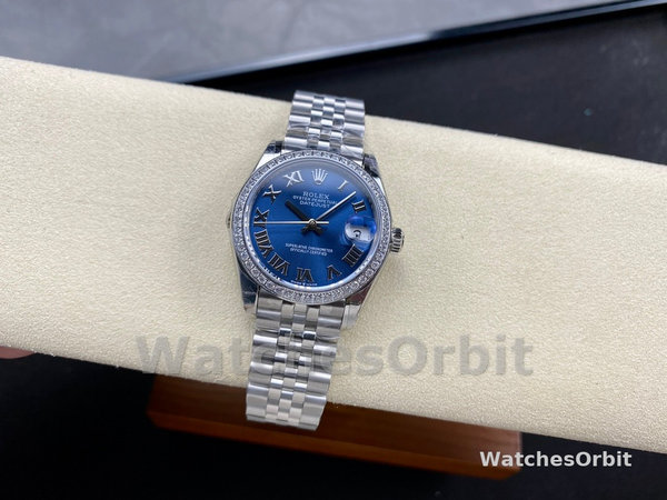 Rolex Datejust 31 Stainless Steel and White Gold Blue Roman Dial m278384rbr 0037 Women's Watch