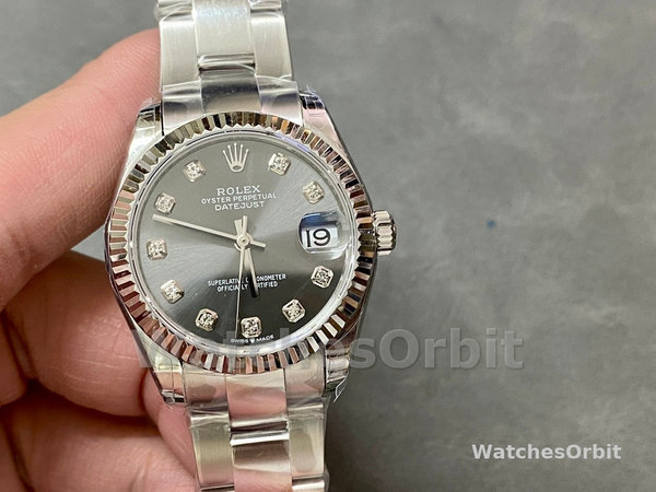 Rolex Datejust 31 Stainless Steel and White Gold Grey Dial M278274 Women's Watch