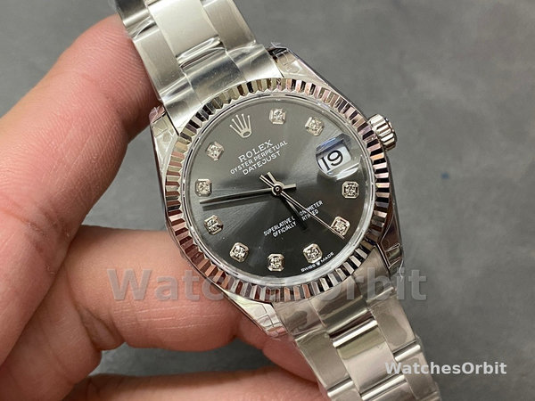 Rolex Datejust 31 Stainless Steel and White Gold Grey Dial M278274 Women's Watch