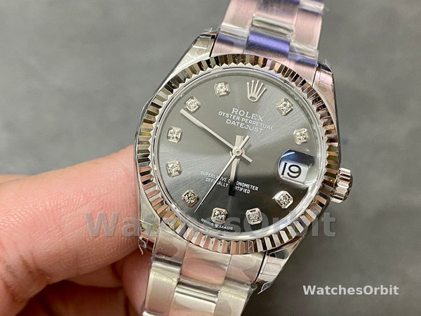 Rolex Datejust 31 Stainless Steel and White Gold Grey Dial M278274 Women's Watch